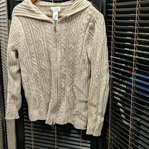 Studio works hooded cable knit sweater Small